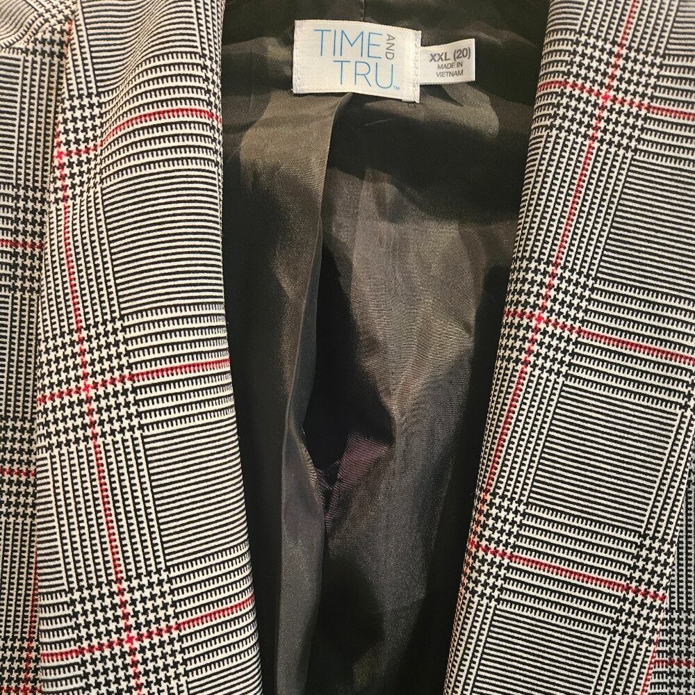 Plaid Dark Academia Career oversized Preppy blazer Work Plaid 1/4 sleeves  20 - Picture 5 of 5